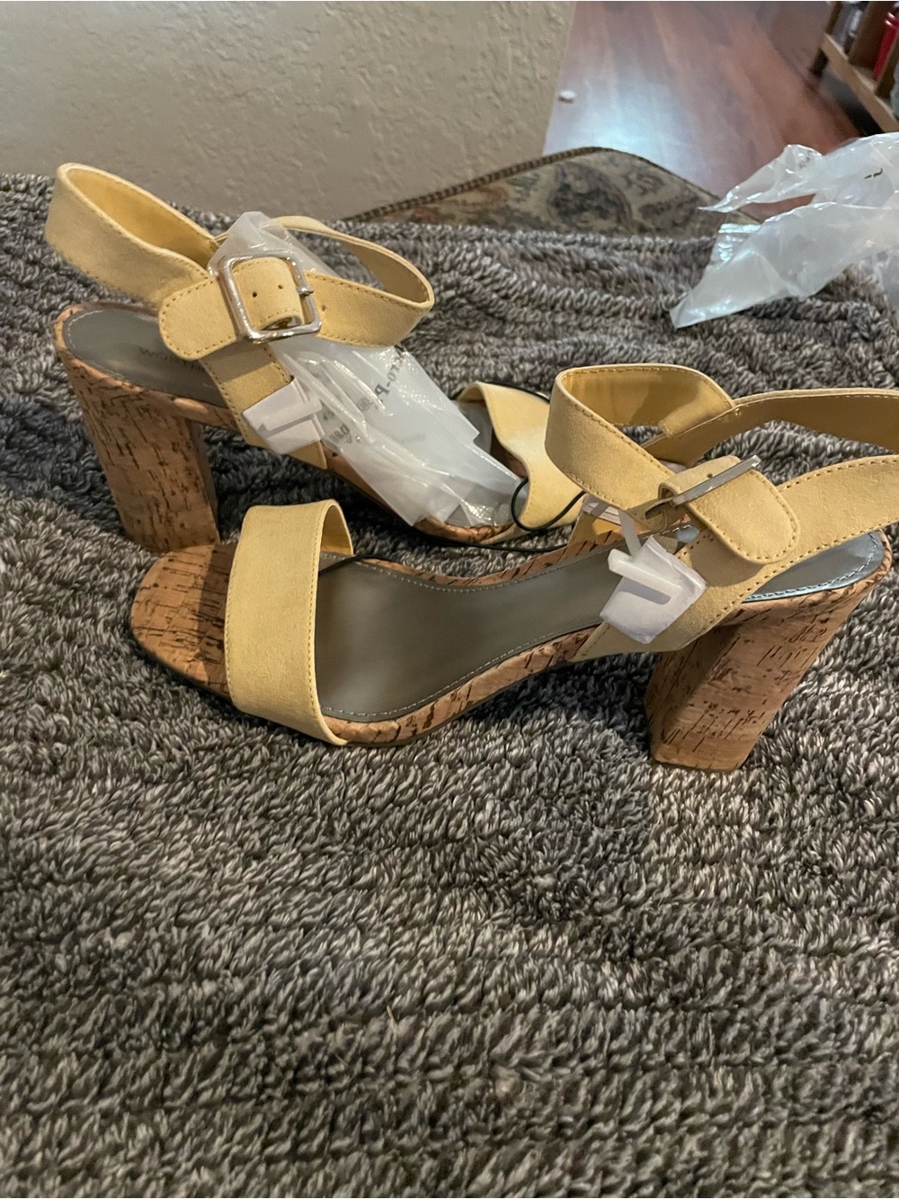 Women’s Yellow Cork Block Heel Sandals
